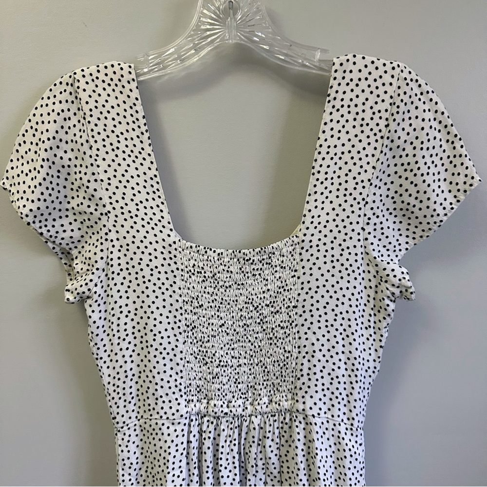 Abercrombie & Fitch Cinched Wrap Dress White Black Polka Dots, V-Neck, Size XS - Picture 11 of 15